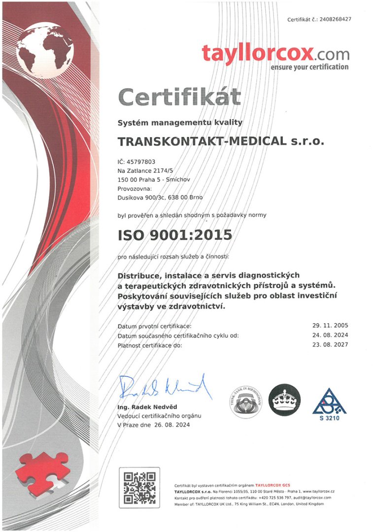 TRANSKONTAKT-MEDICAL s.r.o. ISO 9001:2015 2024
