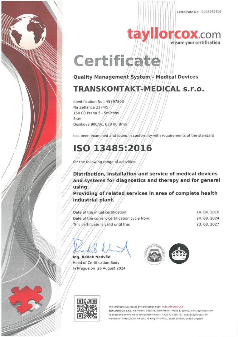 TRANSKONTAKT-MEDICAL s.r.o. ISO 13485:2016 2024